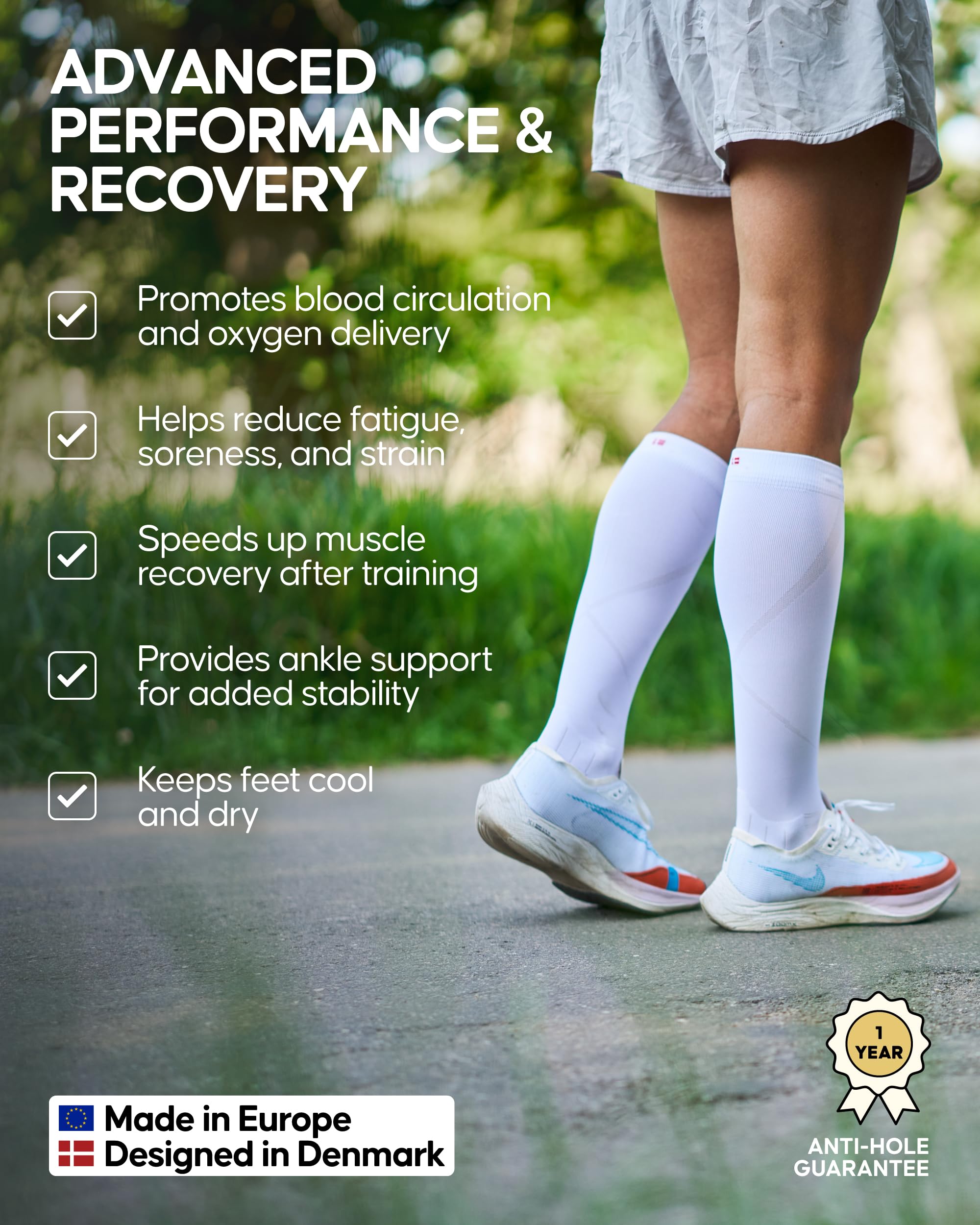 DANISH ENDURANCE 26-32 mmHg Compression Socks - Firm Support, Breathable, Boost Circulation, Men & Women, Training & Recovery - Image 3