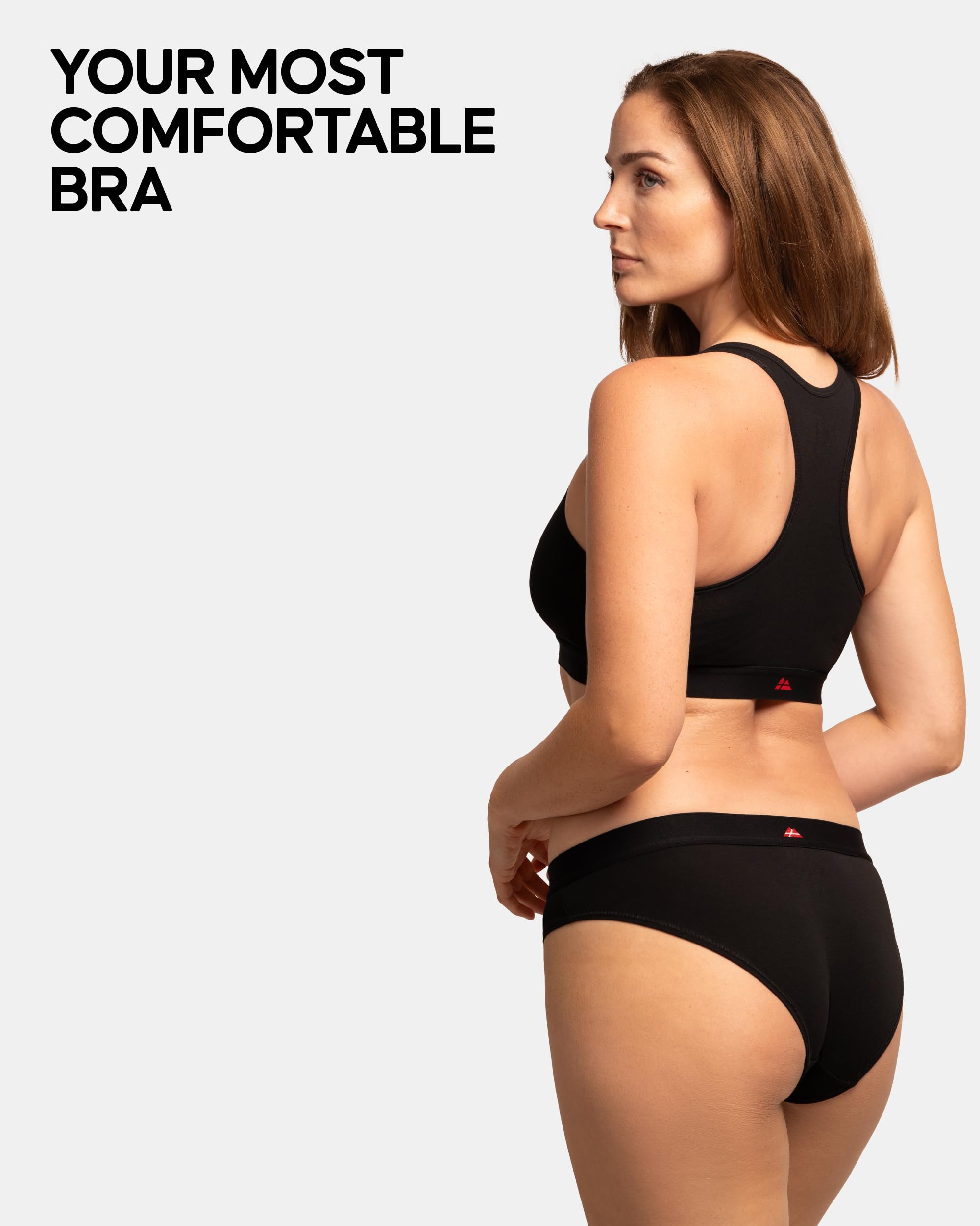 DANISH ENDURANCE Bralettes for Women, Organic Cotton Underwear, Seamless Bra, Wireless Bras, Racer Back, 3 or 5 Pack - Image 4