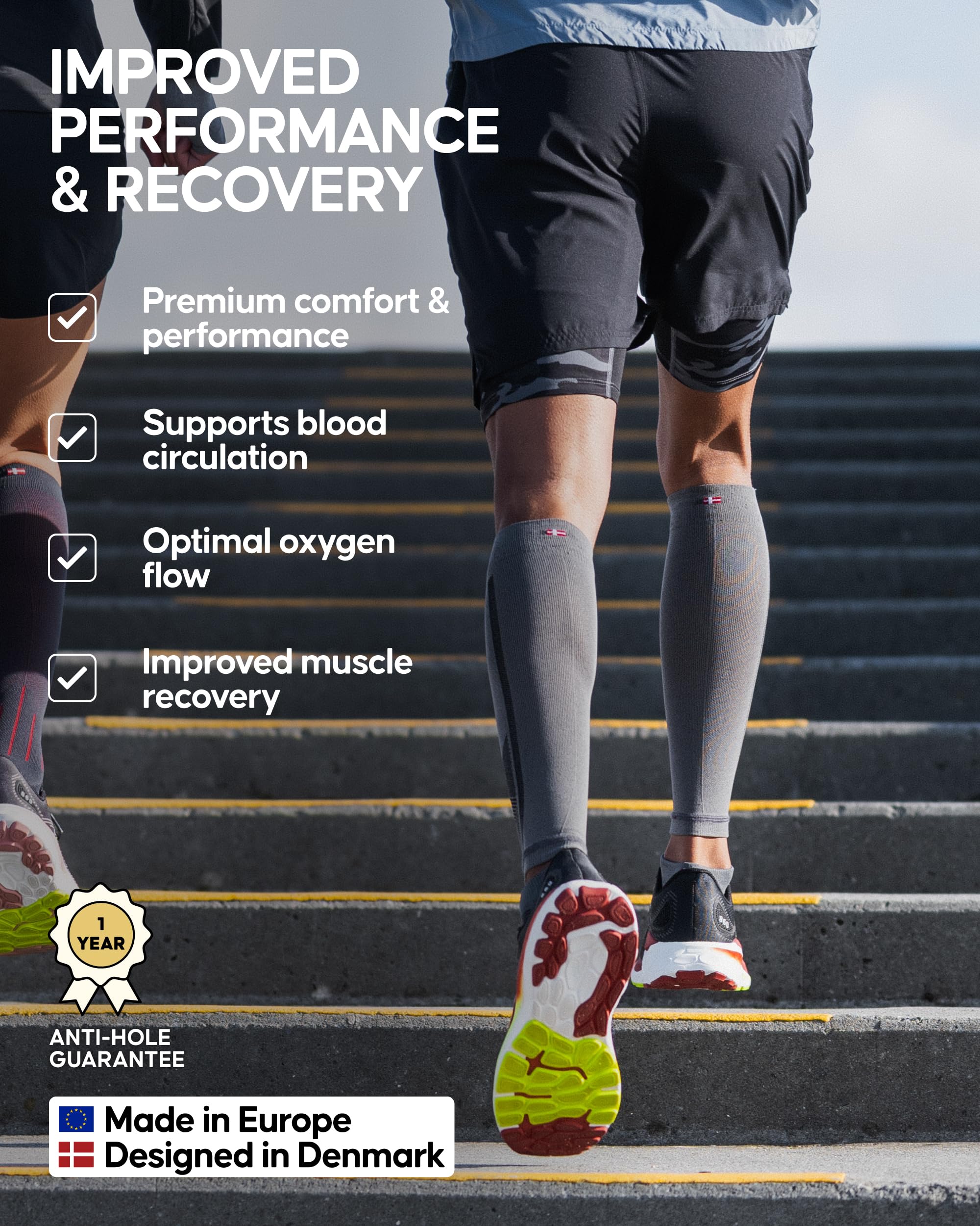 DANISH ENDURANCE Calf Compression Sleeve, 21-26 mmHG, Legs & Shin Supports for Men and Women, 1 or 3 Pack - Image 3