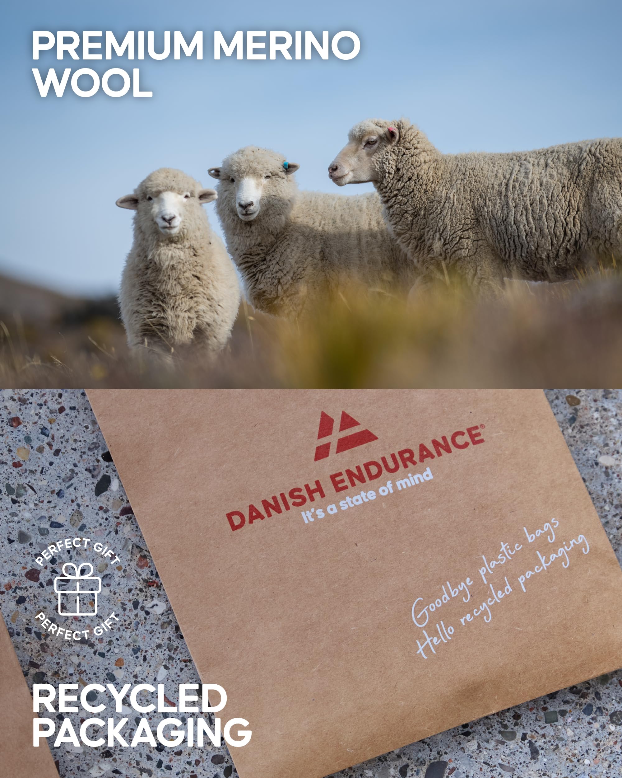 DANISH ENDURANCE Hiking Socks, Merino Wool Socks, Anti Blister, Thermal, for Men & Women, 1-Pack - Image 5