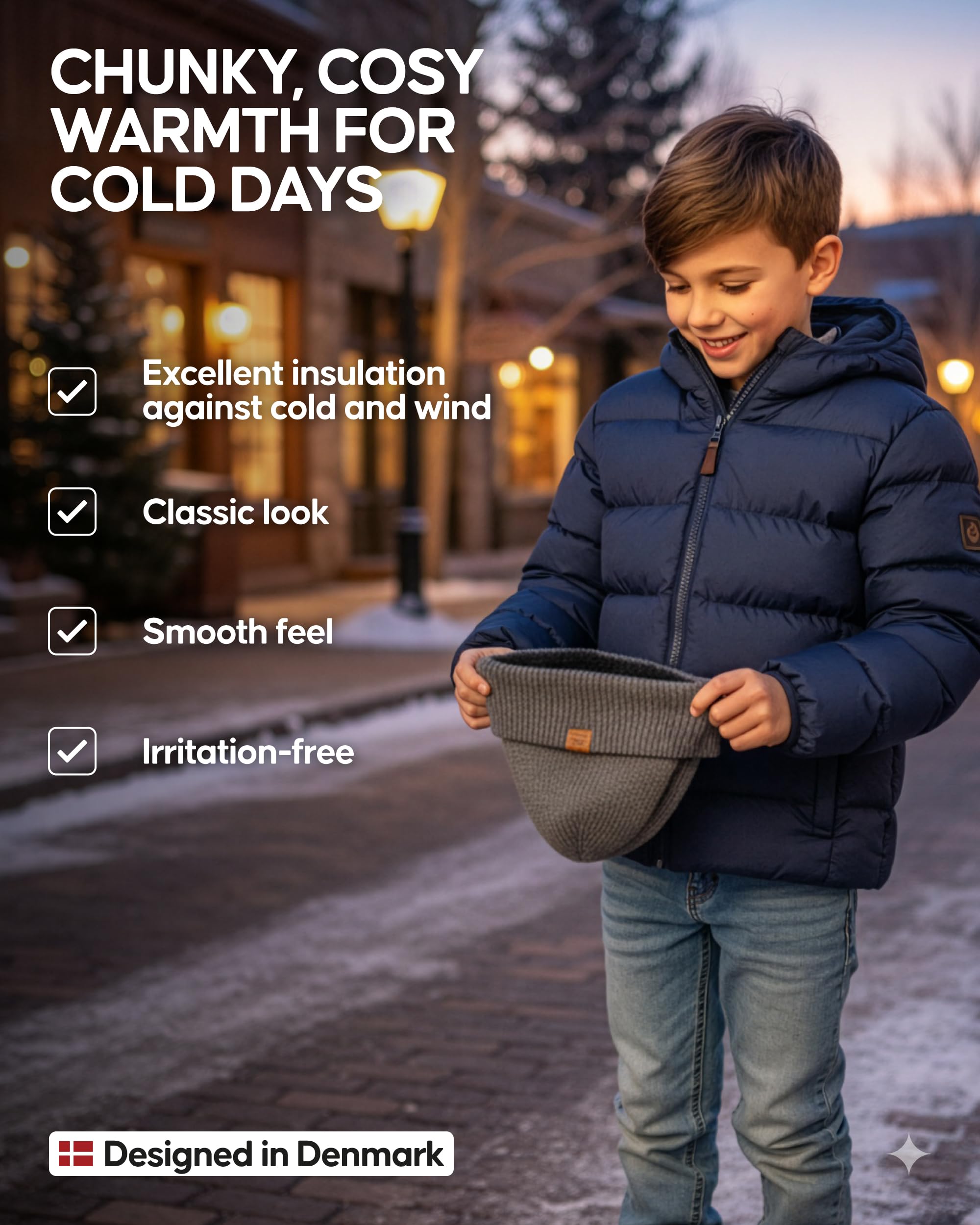 DANISH ENDURANCE Kids Beanie for Winter, Children's Merino Wool Fleece Lined Hat - Image 3