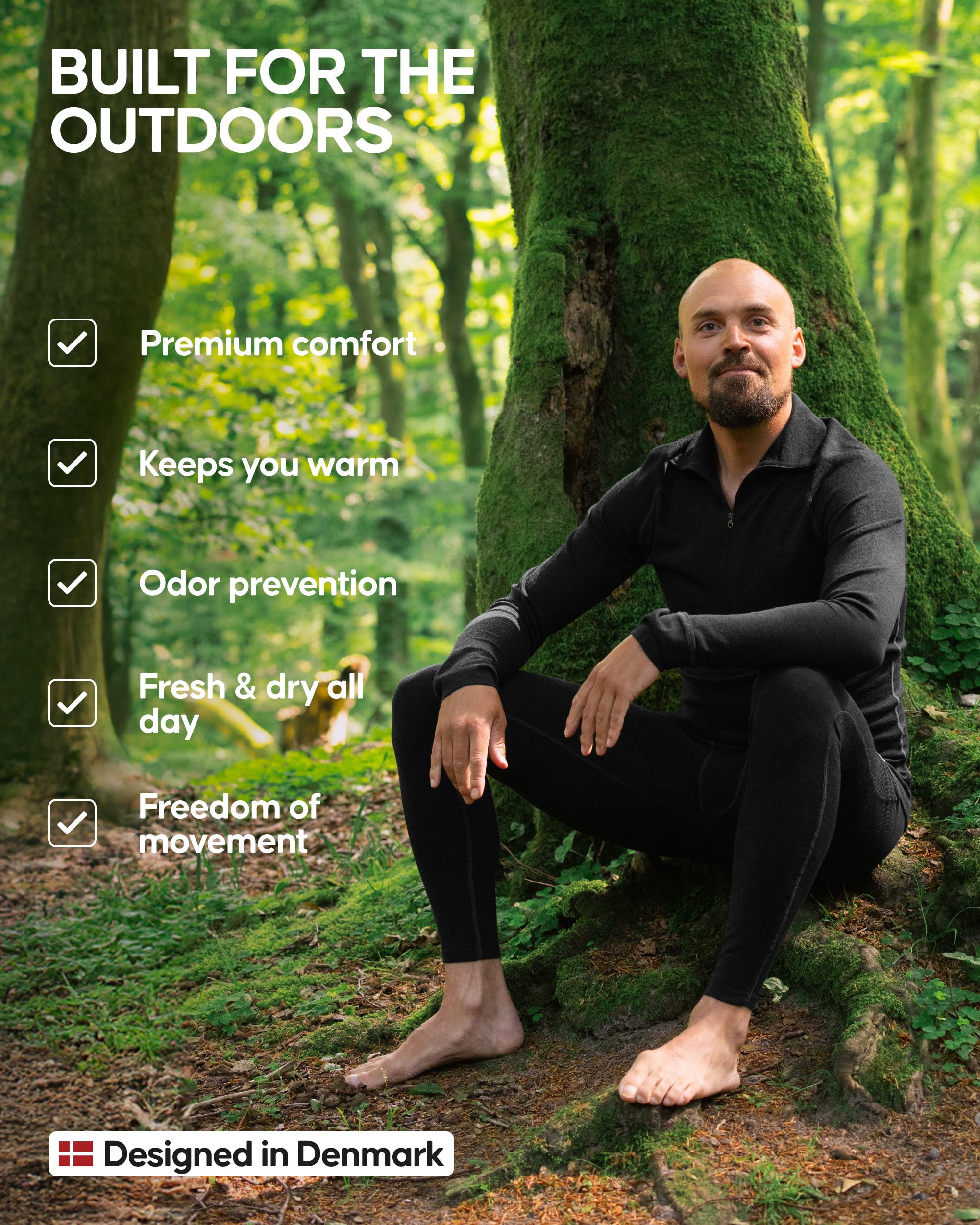 DANISH ENDURANCE Merino Wool Long Sleeve for Men, Thermal Top, Merino Wool Base Layer Underwear, with or Without a Zipper - Image 4