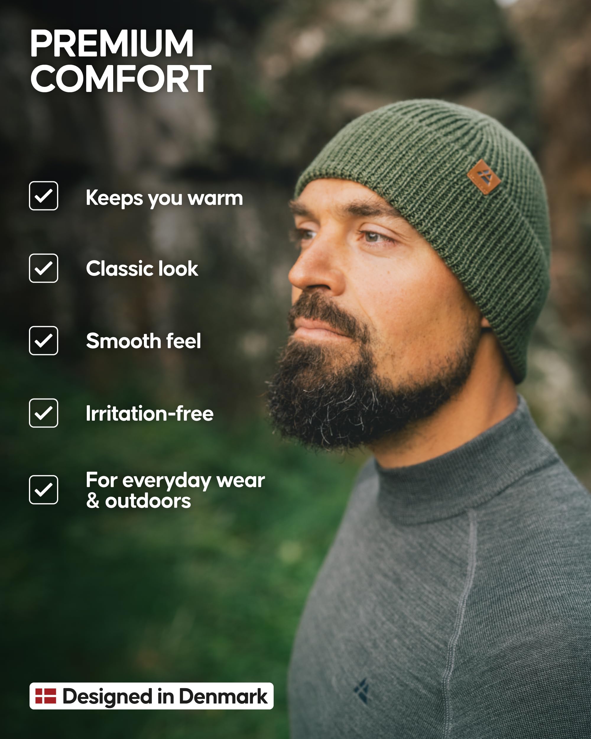 DANISH ENDURANCE Merino Wool Beanie for Men & Women, Warm Knitted Winter Hat - Image 3