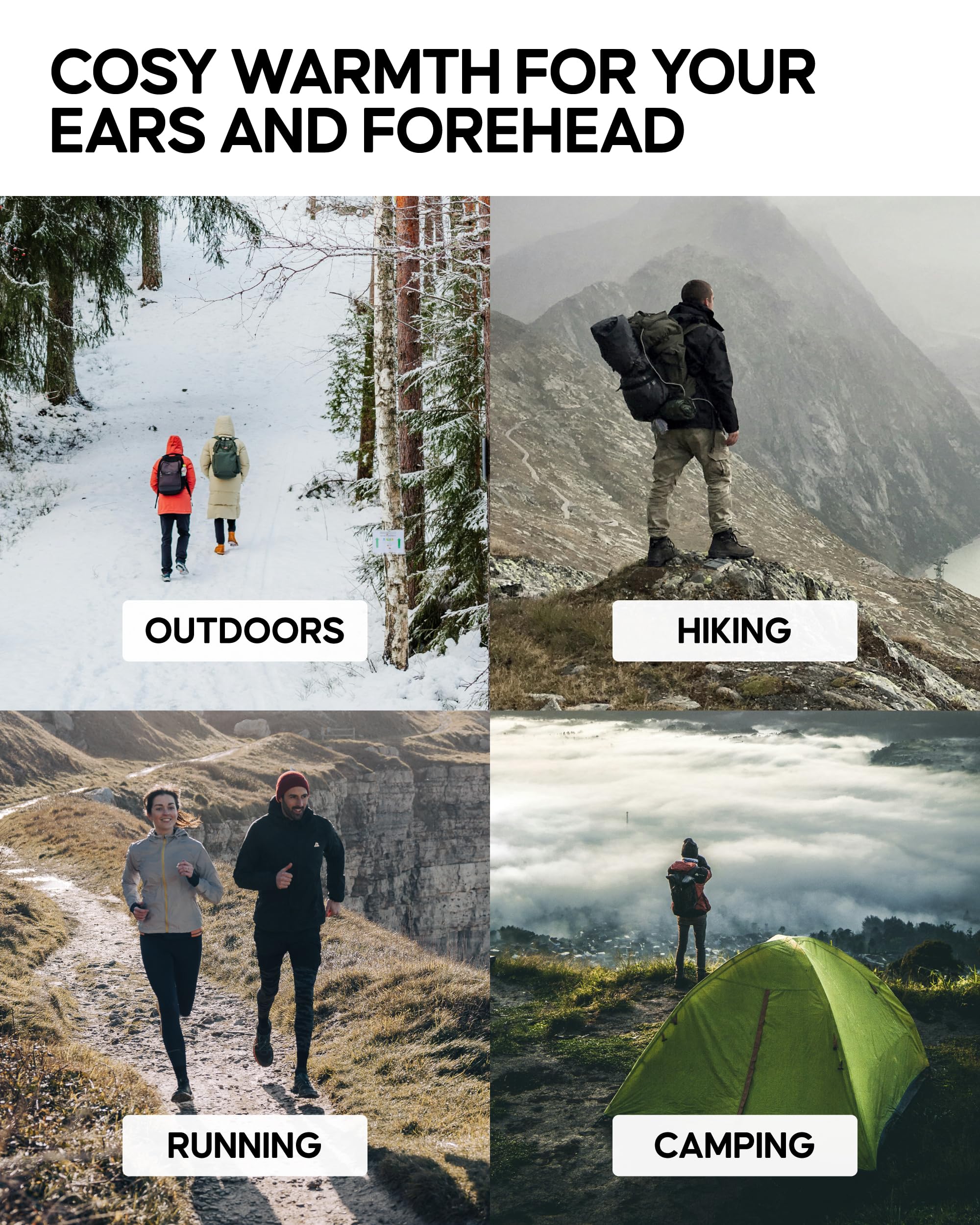 DANISH ENDURANCE Merino Wool Headband, with Thermal Inner Fleece, for Men and Women, Unisex, Dark Navy, M/L - Image 4