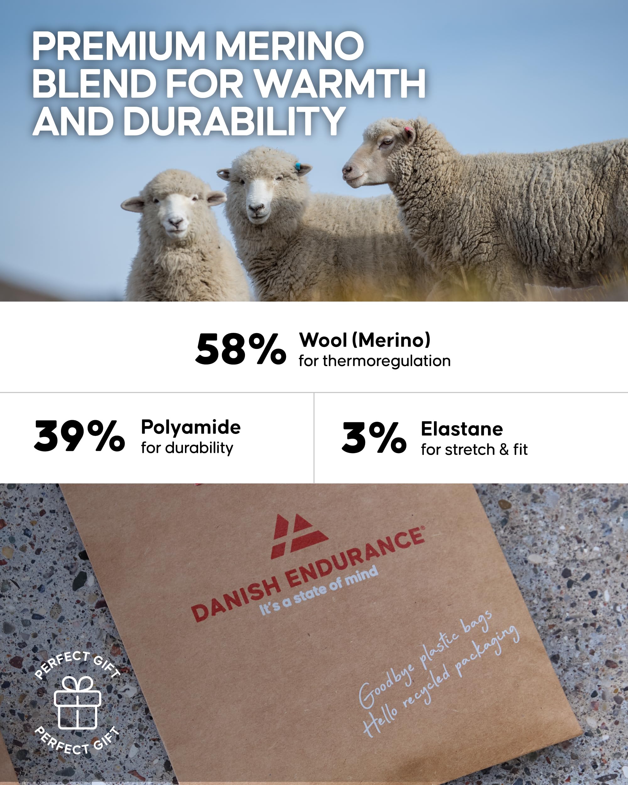 DANISH ENDURANCE Merino Wool Hiking Liner Socks for Men & Women, Lightweight & Breathable Socks for Outdoors, 2 or 4-Pack - Image 5