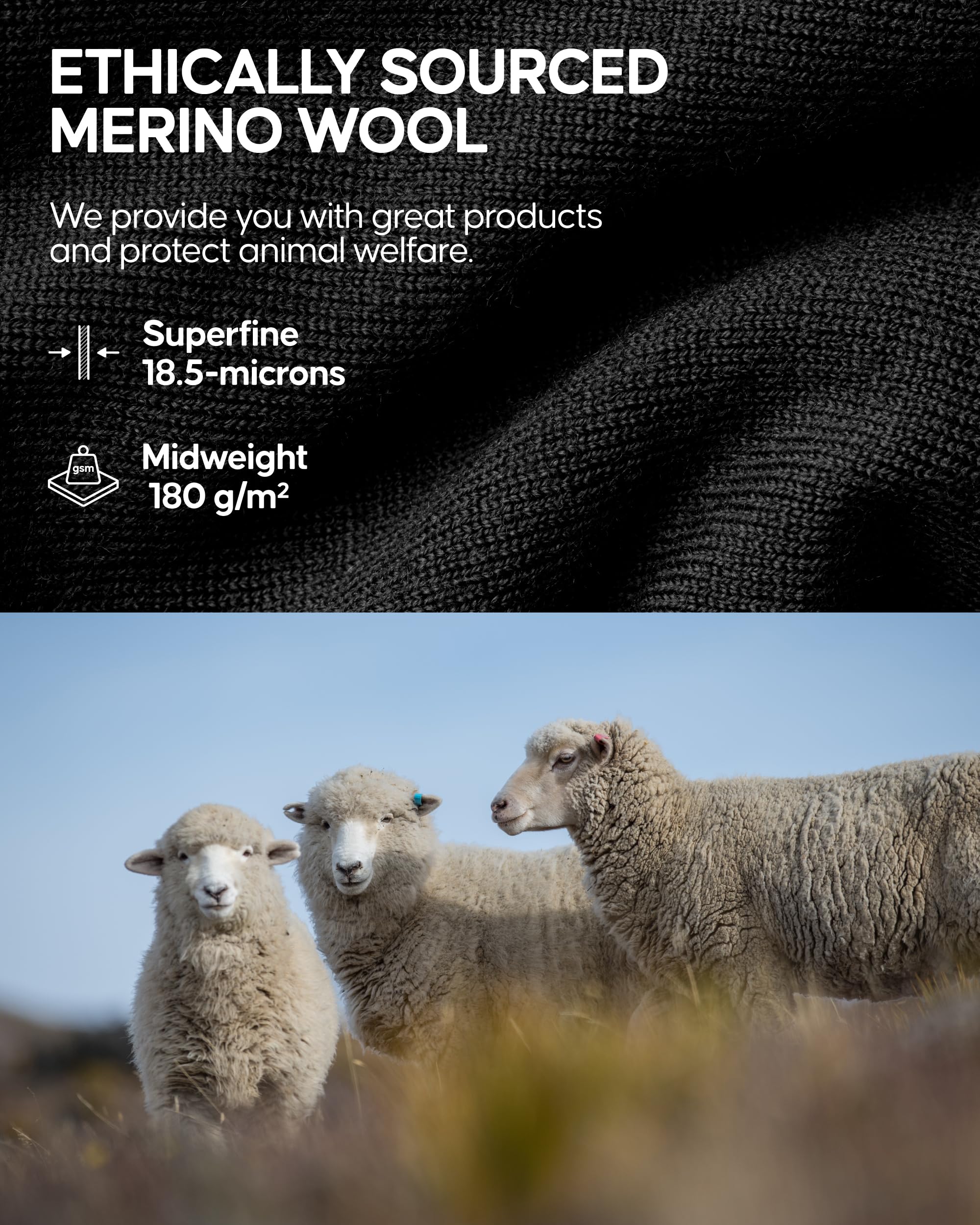 DANISH ENDURANCE Merino Wool Long Sleeve for Men, Thermal Top, Merino Wool Base Layer Underwear, with or Without a Zipper - Image 5