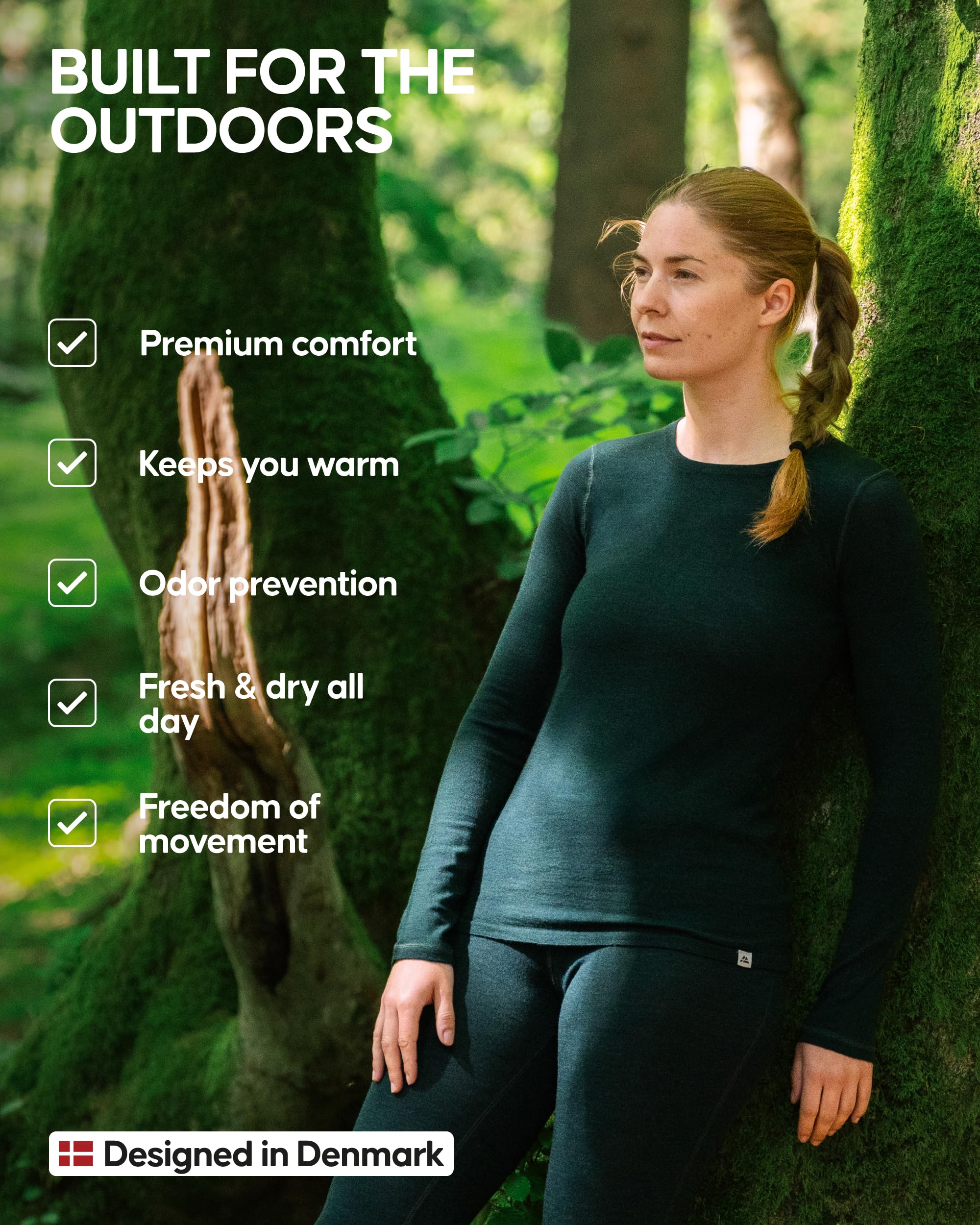 DANISH ENDURANCE Merino Wool Long Sleeve for Women, Thermal Vests for Women, Base Layer Underwear Tops, Winter Thermals - Image 3