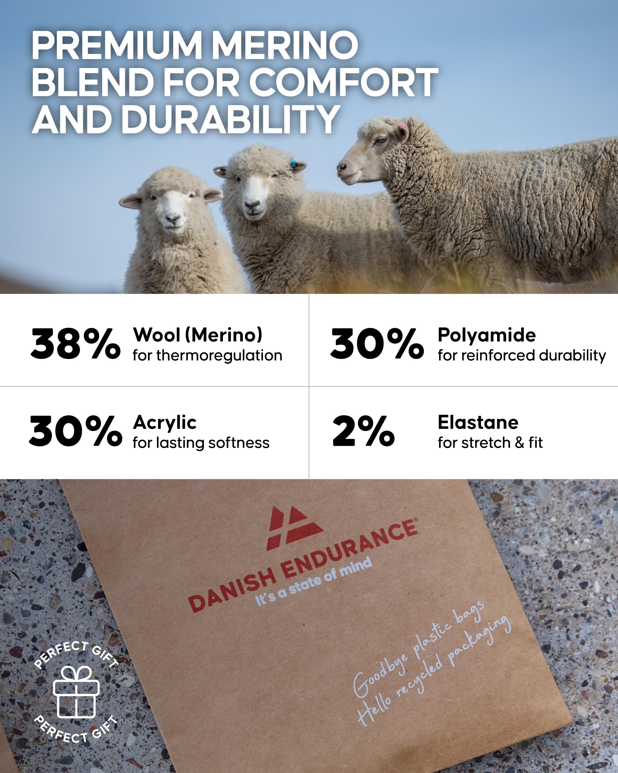 DANISH ENDURANCE Merino Wool Low-Cut Hiking Socks – Breathable Ankle Socks for Men & Women, Anti-Blister for Outdoors, 3-Pack - Image 5