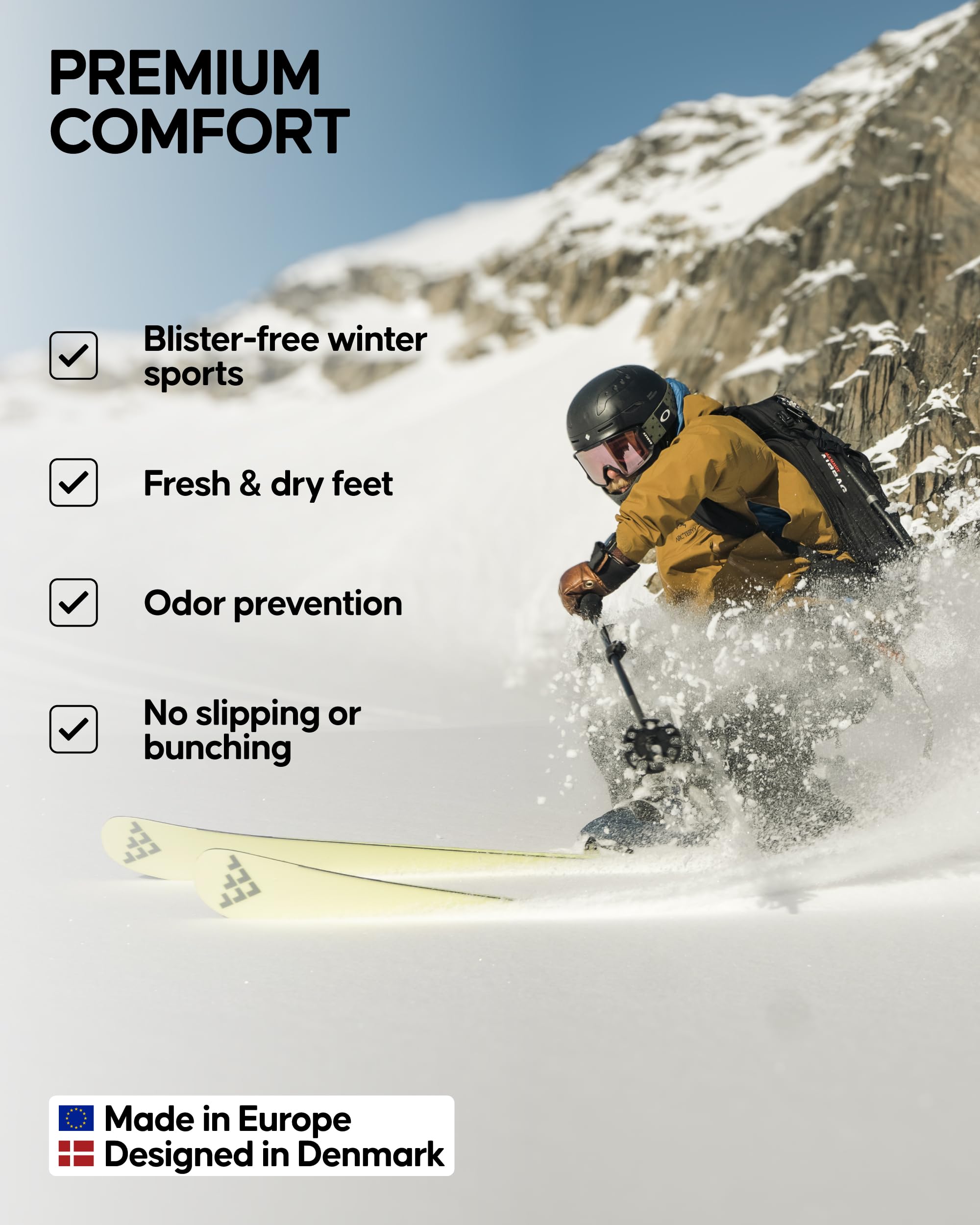 DANISH ENDURANCE Merino Wool Thermal Ski Socks, Shin Padding, Warm, for Men & Women 1 & 2Pack - Image 3