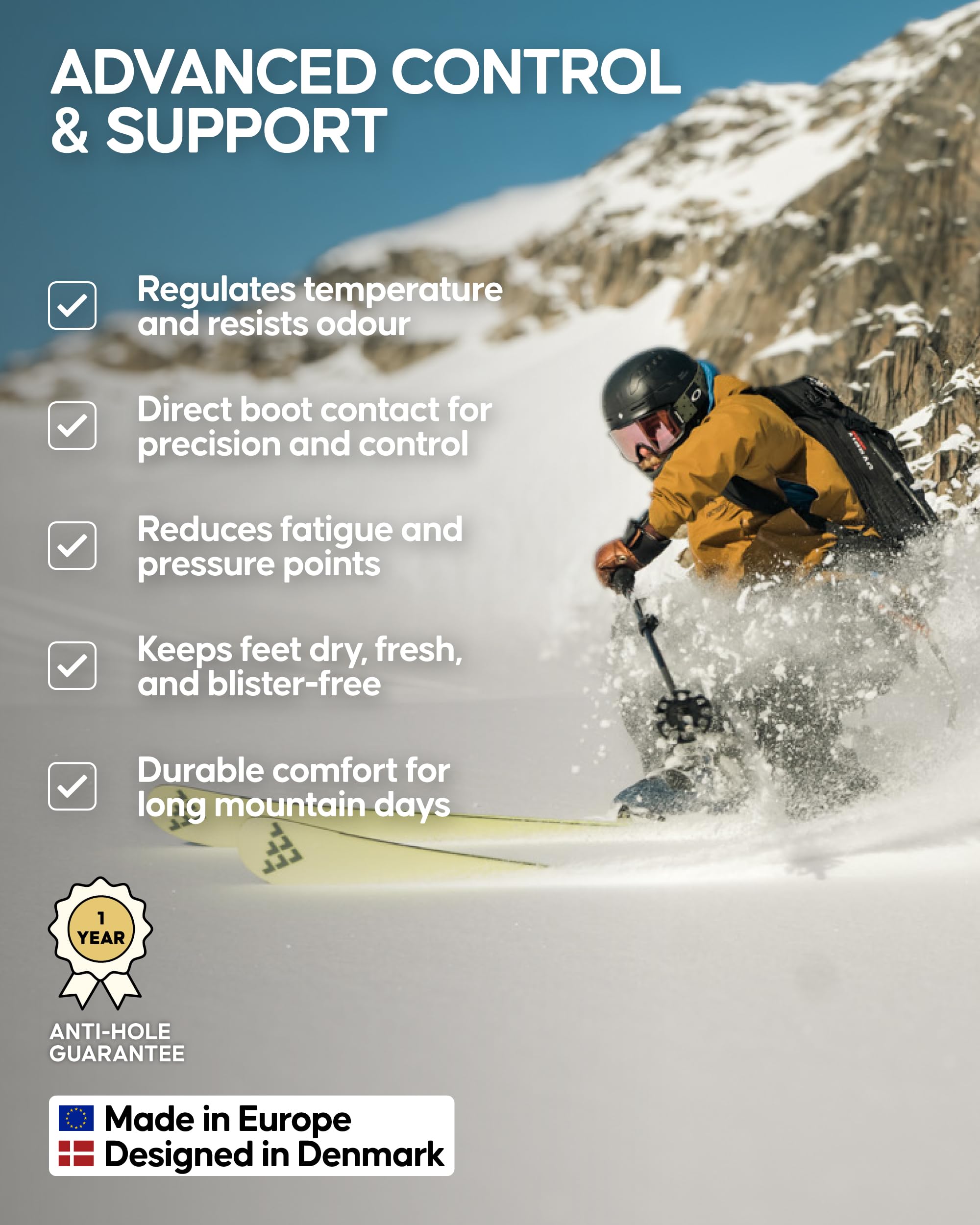 DANISH ENDURANCE Merino Wool Thermal Ski Socks, Ultra Light with Low-Bulk for Ski & Snowboard, for Men & Women - Image 3