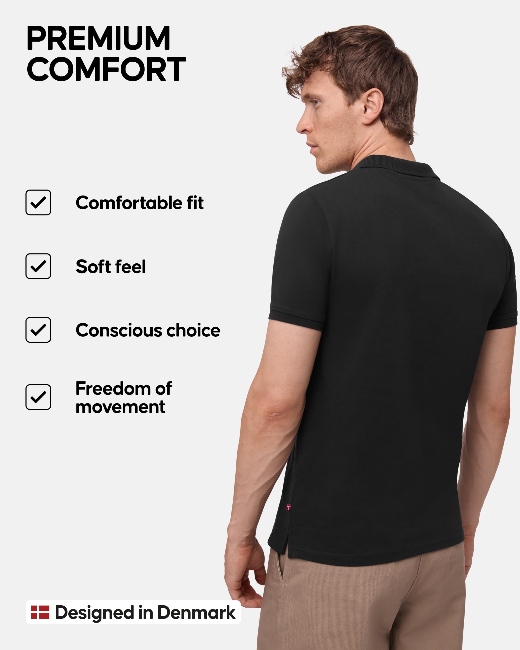 DANISH ENDURANCE Polo Shirt for Men – Breathable Organic Cotton Short Sleeve Polo for Work, Golf & Casual Wear, 1-Pack - Image 4