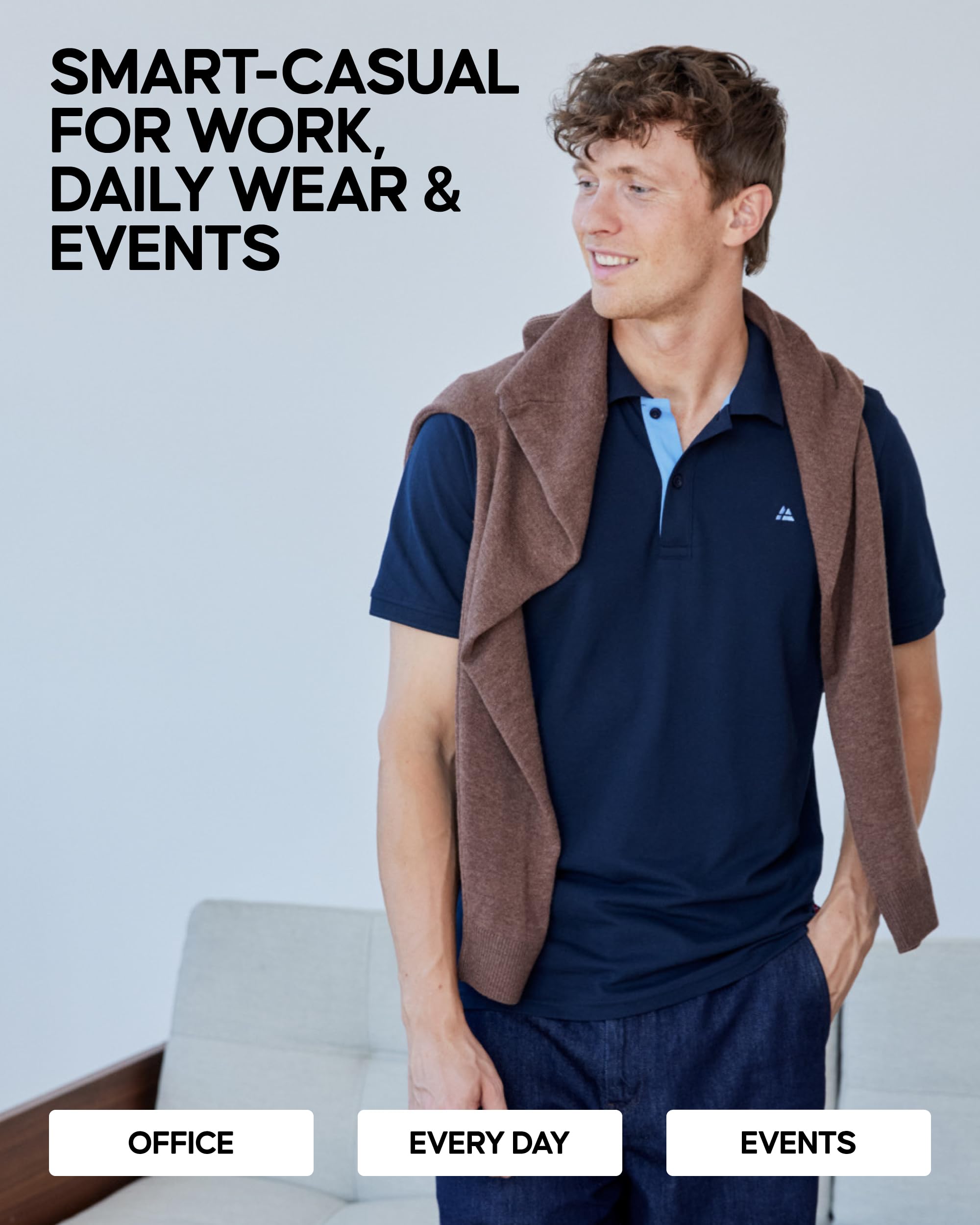 DANISH ENDURANCE Polo Shirt for Men – Breathable Organic Cotton Short Sleeve Polo for Work, Golf & Casual Wear, 1-Pack - Image 5