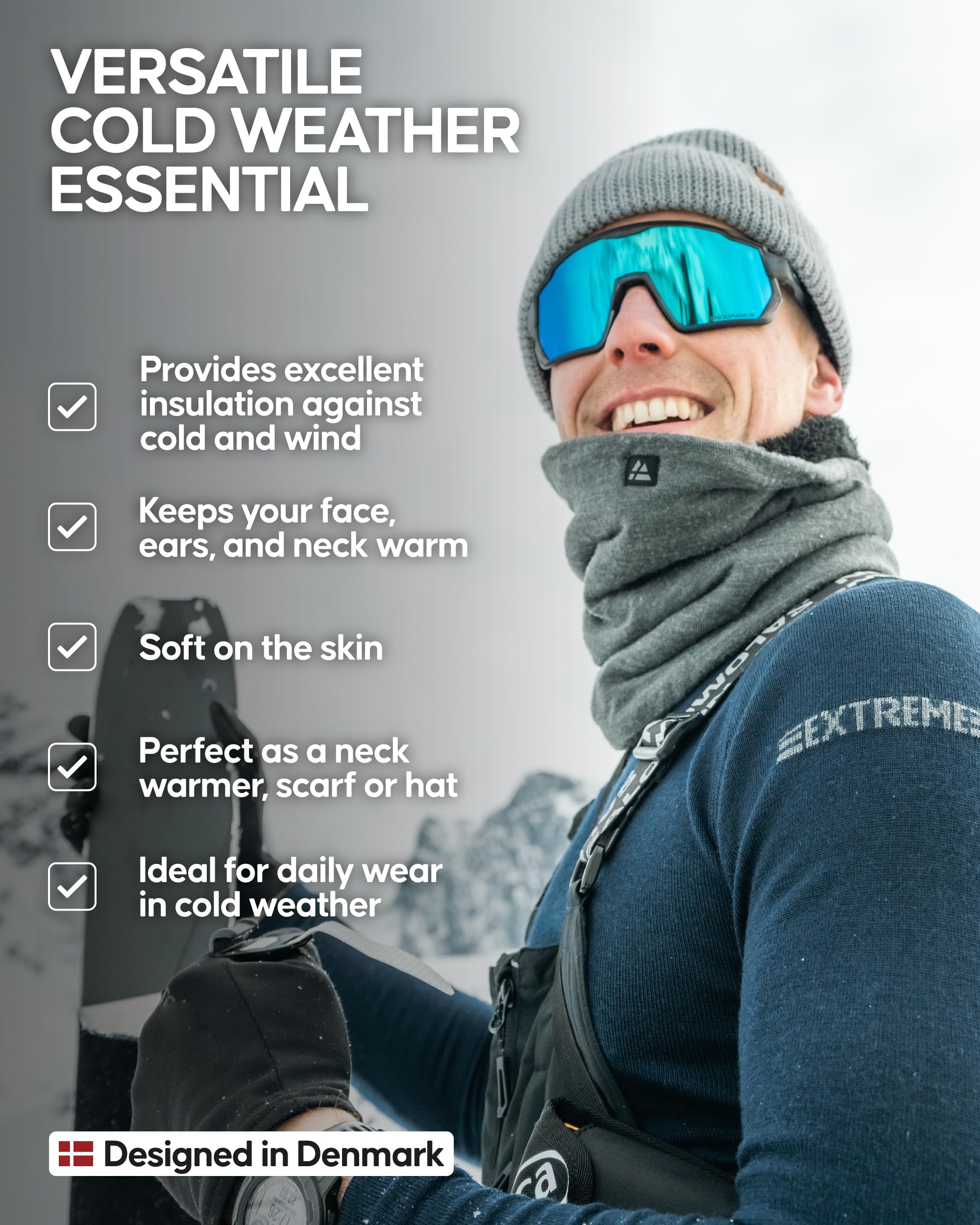 DANISH ENDURANCE Thermal Merino Neck Gaiter with Polar Fleece, Snood, Neck Warmer for Winter, for Men and Women - Image 3