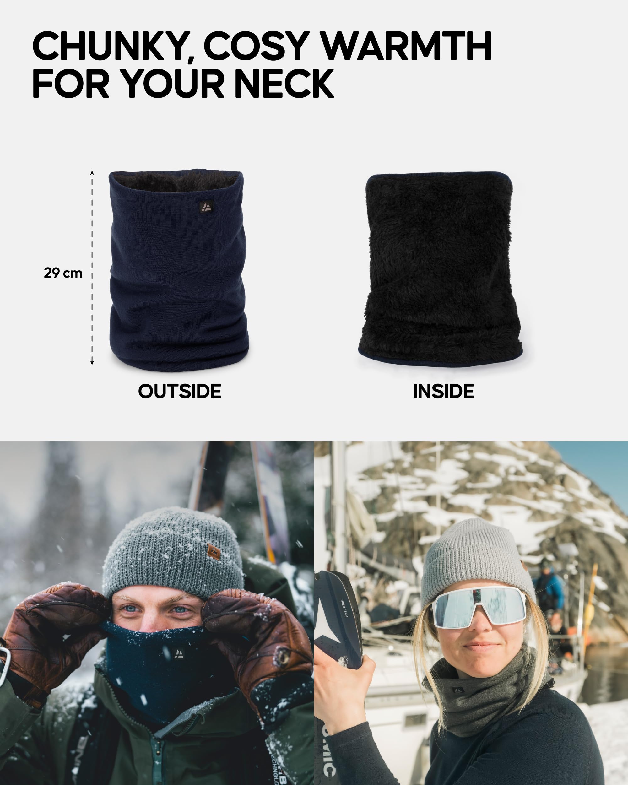 DANISH ENDURANCE Thermal Merino Neck Gaiter with Polar Fleece, Snood, Neck Warmer for Winter, for Men and Women - Image 4